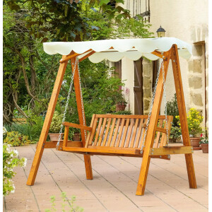 Wooden Garden Swing Bench Outdoor Patio Furniture 2 Seater Hammock Seat Canopy - Image 10