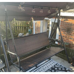 Rattan Swing Chair Large Patio Furniture 3 Seater Garden Hammock Bench Canopy
