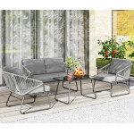 Conservatory Patio Furniture Metal Garden Sofa Set Rattan Cushion Chairs Table