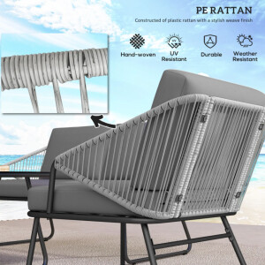 Conservatory Patio Furniture Metal Garden Sofa Set Rattan Cushion Chairs Table - Image 3