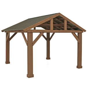 Large Wooden Gazebo Aluminium Roof Pavilion Outdoor Patio Canopy Structure Shade - Image 9