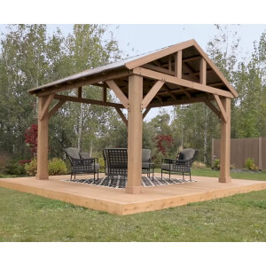 Large Wooden Gazebo Aluminium Roof Pavilion Outdoor Patio Canopy Structure Shade - Image 3