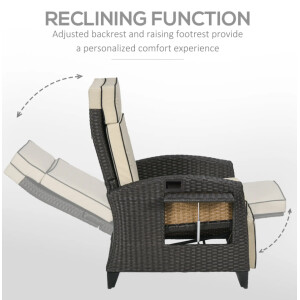 Rattan Reclining Chair Garden Lounge Patio Furniture Large Day Bed Sun Lounger - Image 3