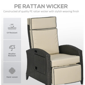 Rattan Reclining Chair Garden Lounge Patio Furniture Large Day Bed Sun Lounger - Image 4