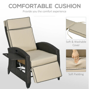 Rattan Reclining Chair Garden Lounge Patio Furniture Large Day Bed Sun Lounger - Image 6