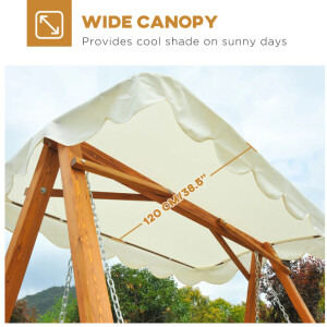 3 Seater Swing Chair Outdoor Garden Furniture Large Wooden Hammock Bench Canopy - Image 5