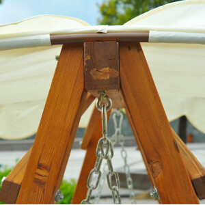 3 Seater Swing Chair Outdoor Garden Furniture Large Wooden Hammock Bench Canopy - Image 9