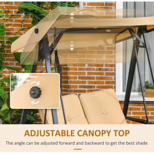 Garden Swing Chair 2 Seater Loveseat Patio Bench Furniture Metal Bench Canopy - Image 3