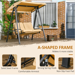 Garden Swing Chair 2 Seater Loveseat Patio Bench Furniture Metal Bench Canopy - Image 5