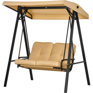Garden Swing Chair 2 Seater Loveseat Patio Bench Furniture Metal Bench Canopy - Image 9