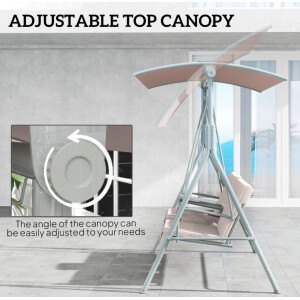 2 Seater Swing Chair Outdoor Deck Garden Rocking Seat Storage Table Canopy Bench - Image 5