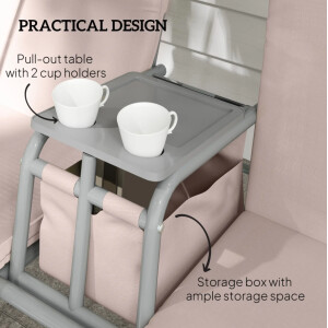 2 Seater Swing Chair Outdoor Deck Garden Rocking Seat Storage Table Canopy Bench - Image 6