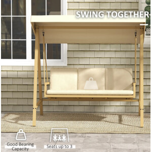 Metal Swing Chair Large 3 Seater Garden Hammock Canopy Bench Heavy Duty Sun Seat - Image 6