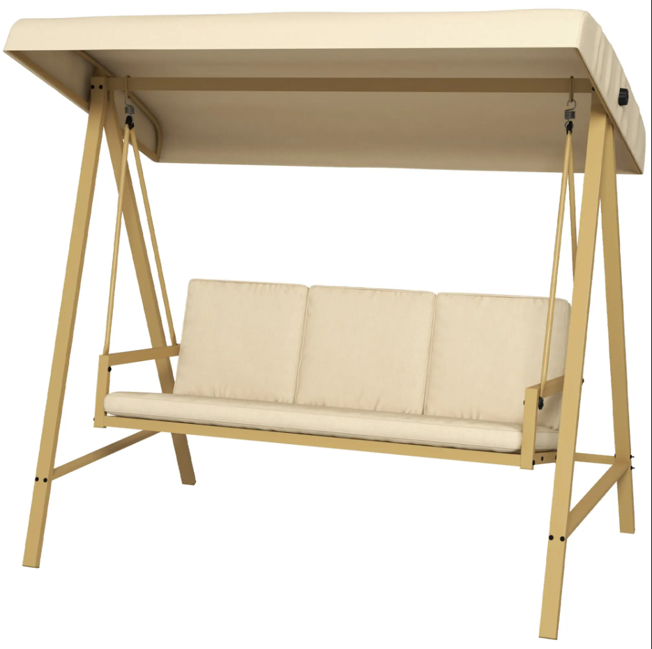 Metal-Swing-Chair-Large-3-Seater-Garden-Hammock-Canopy-Bench-Heavy-Duty-Sun-Seat