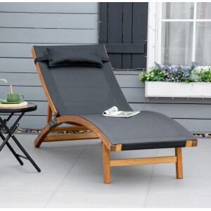 Wooden Sun Lounger Garden Patio Lounge Cushion Chair Recliner Sun Day Bed Seat