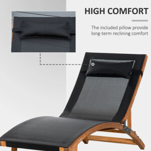 Wooden Sun Lounger Garden Patio Lounge Cushion Chair Recliner Sun Day Bed Seat - Image 4