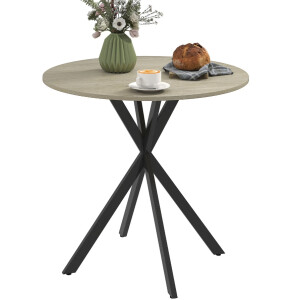 Small Round Dining Table Vintage Industrial Style Metal Oak Kitchen Furniture - Image 8