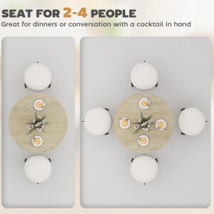 Small Round Dining Table Vintage Industrial Style Metal Oak Kitchen Furniture - Image 4