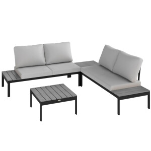 Corner Garden Sofa Set Outdoor Patio Furniture Metal Lounge Deck 4 Seater Table - Image 3