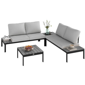 Corner Garden Sofa Set Outdoor Patio Furniture Metal Lounge Deck 4 Seater Table - Image 8