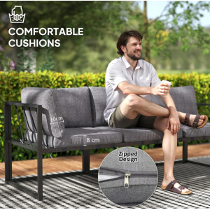 Metal Garden Furniture Set Corner Lounge Cushion Sofa Table 4 Seater Deck Patio - Image 6