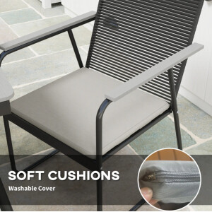 Metal Garden Dining Set 6 Seater Large Table and Chairs Cushion Patio Furniture - Image 3