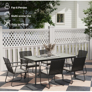 Metal Garden Dining Set 6 Seater Large Table and Chairs Cushion Patio Furniture - Image 5