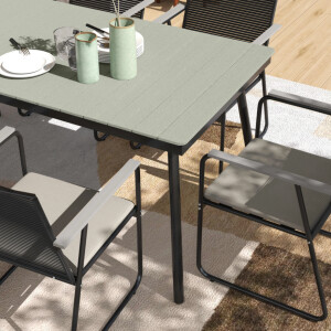 Metal Garden Dining Set 6 Seater Large Table and Chairs Cushion Patio Furniture - Image 6