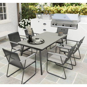 Metal Garden Dining Set 6 Seater Large Table and Chairs Cushion Patio Furniture - Image 7