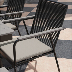 Metal Garden Dining Set 6 Seater Large Table and Chairs Cushion Patio Furniture - Image 8