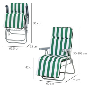 Garden Sun Lounger Outdoor Patio Cushion Chair Set 2 Adjustable Recliner Day Bed - Image 3