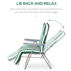 Garden Sun Lounger Outdoor Patio Cushion Chair Set 2 Adjustable Recliner Day Bed - Image 4
