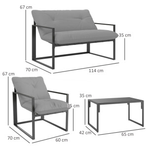 4 Seater Garden Sofa Set Patio Deck Furniture Metal Lounge Cushion Chairs Table - Image 7