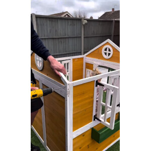 Wooden Kids Playhouse Outdoor Children Pretend Play Garden Wendy House Yard Shed - Image 4