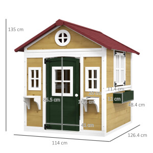 Wooden Kids Playhouse Outdoor Children Pretend Play Garden Wendy House Yard Shed - Image 5