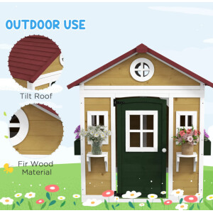 Wooden Kids Playhouse Outdoor Children Pretend Play Garden Wendy House Yard Shed - Image 7