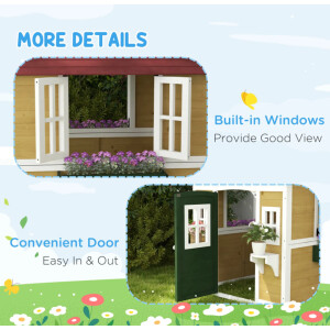 Wooden Kids Playhouse Outdoor Children Pretend Play Garden Wendy House Yard Shed - Image 8