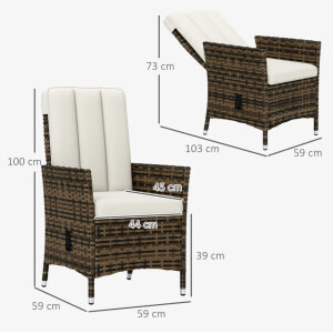 Large Rattan Chair Garden Reclining Sun Lounger Wicker Patio Lounge Cushion Seat - Image 7