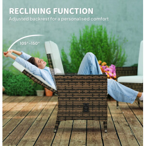 Large Rattan Chair Garden Reclining Sun Lounger Wicker Patio Lounge Cushion Seat - Image 6