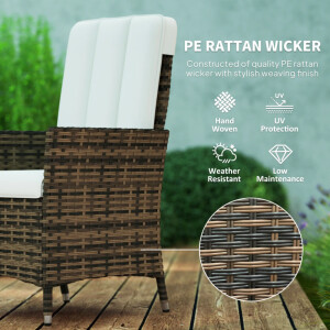Large Rattan Chair Garden Reclining Sun Lounger Wicker Patio Lounge Cushion Seat - Image 5