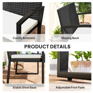 Small Rattan Bench Outdoor Patio Seating Garden 2 Seater Cushion Sofa Chair Seat - Image 3