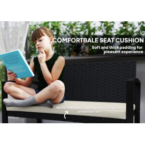 Small Rattan Bench Outdoor Patio Seating Garden 2 Seater Cushion Sofa Chair Seat - Image 4