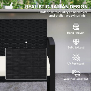 Small Rattan Bench Outdoor Patio Seating Garden 2 Seater Cushion Sofa Chair Seat - Image 5