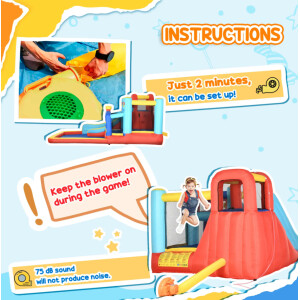 Inflatable Bouncy Castle Outdoor Kids Large Slide Pool Climbing Wall Air Blower - Image 6