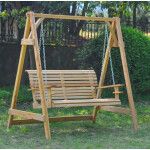 Wooden Swing Bench Rustic Garden 2 Seater Hammock Outdoor Hanging Patio Chair