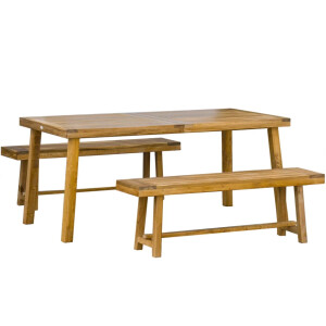 Wooden Garden Dining Set Rustic Solid Patio 4 Seater Picnic Table Bench/Chair - Image 7
