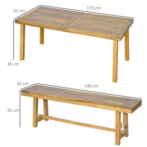 Wooden Garden Dining Set Rustic Solid Patio 4 Seater Picnic Table Bench/Chair - Image 6