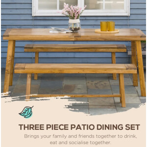 Wooden Garden Dining Set Rustic Solid Patio 4 Seater Picnic Table Bench/Chair - Image 5