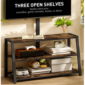 Floor TV Stand Rustic Media Unit Industrial Storage Shelf Cabinet Mount Bracket - Image 5