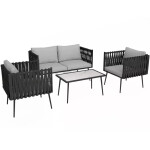 Garden Patio Furniture Sofa Cushion Chair Table Set Conservatory 4 Seater Lounge
